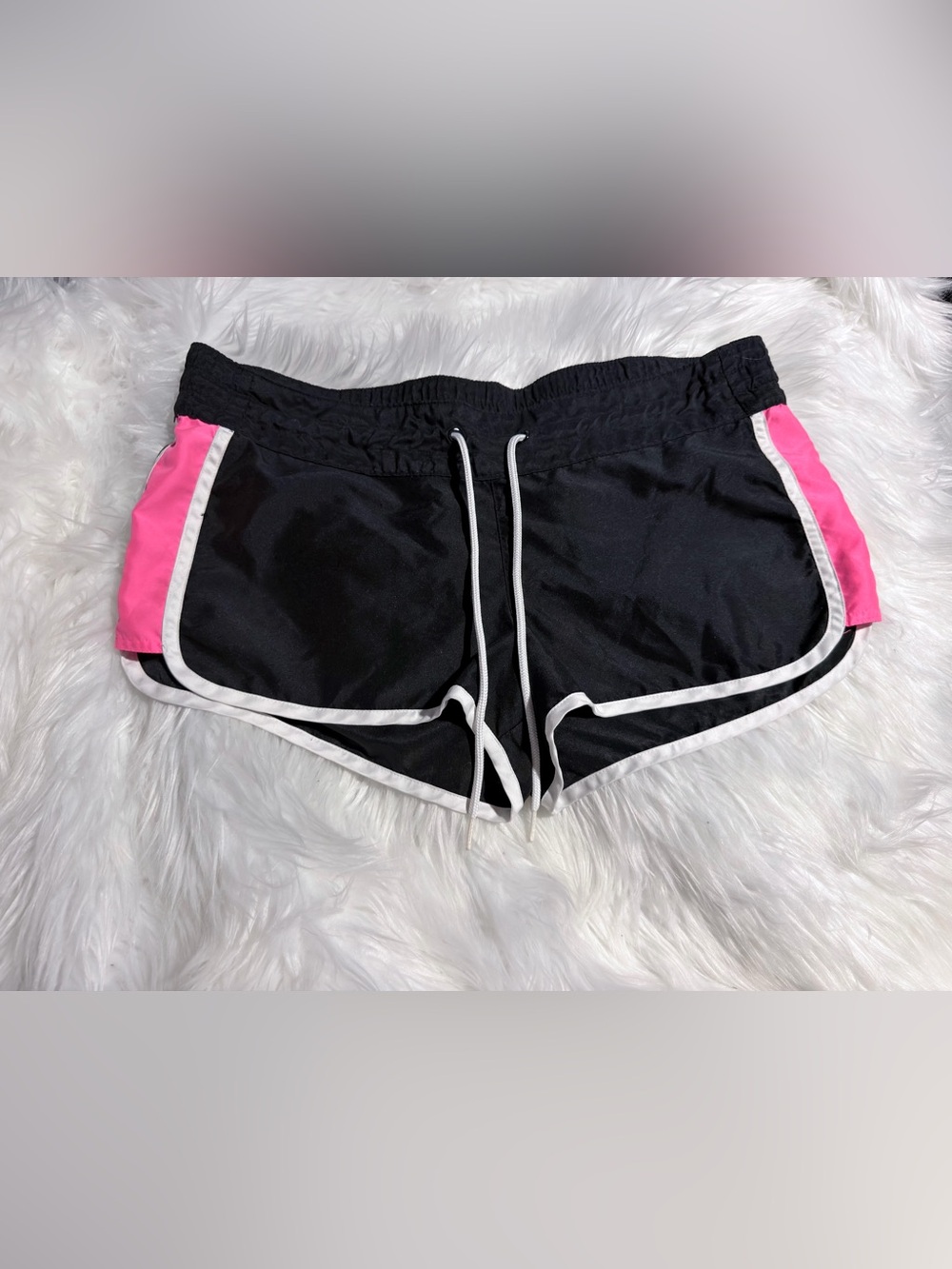 5/$10 Black Athletic Shorts with White Trim EUC